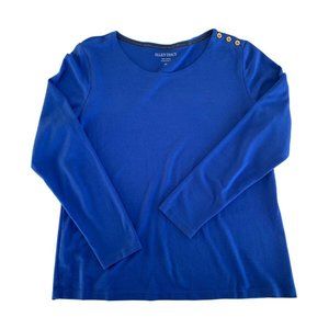 Ellen Tracy Cobalt Blue Long Sleeve Top with Gold Buttons Womens XL